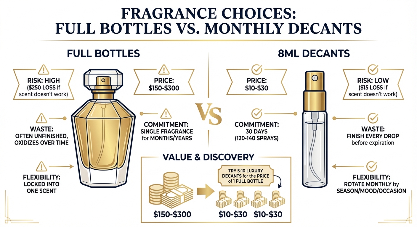 Monthly Decants vs Full Bottles: Cost and Value Comparison