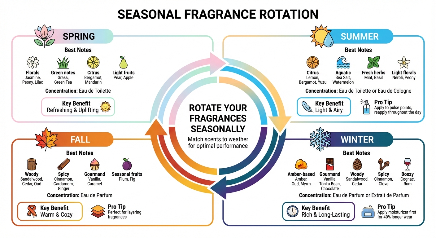 Seasonal Fragrance Guide: Best Perfume Notes for Spring, Summer, Fall, and Winter