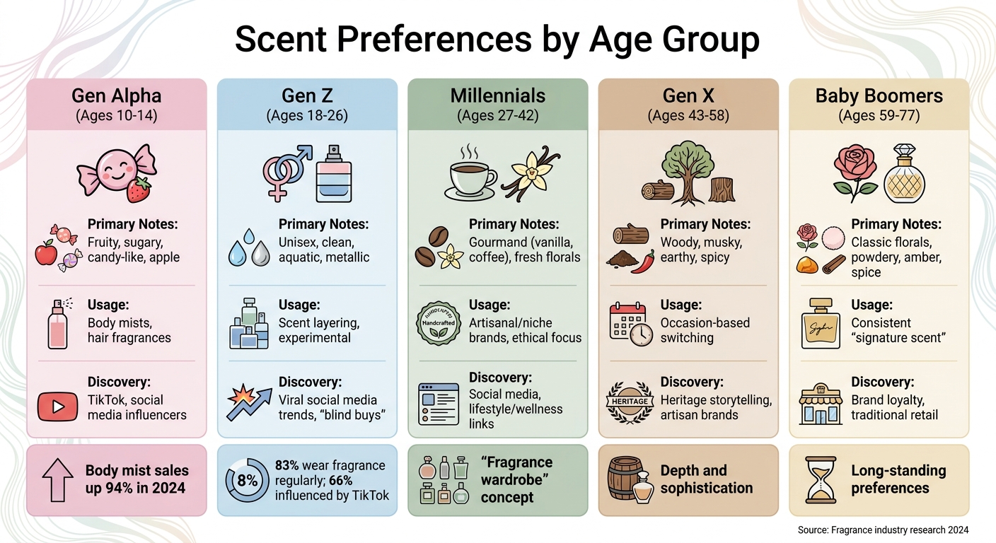 Fragrance Preferences by Generation: Notes, Usage Patterns, and Discovery Methods