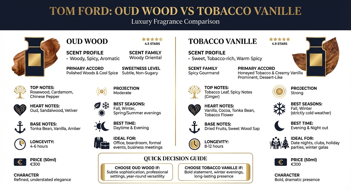 Tom Ford Oud Wood vs Tobacco Vanille Fragrance Comparison Chart