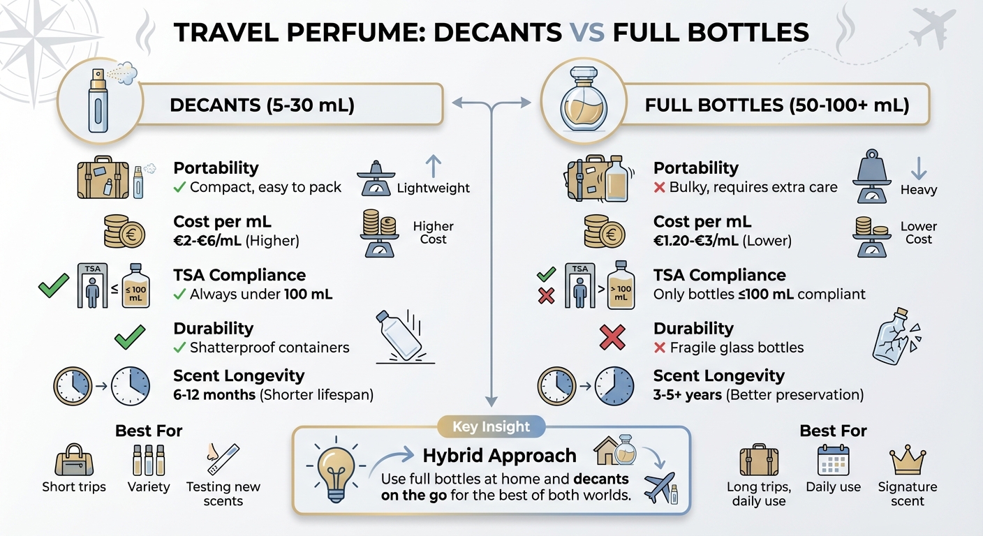 Travel Perfume Decants vs Full Bottles Comparison Chart