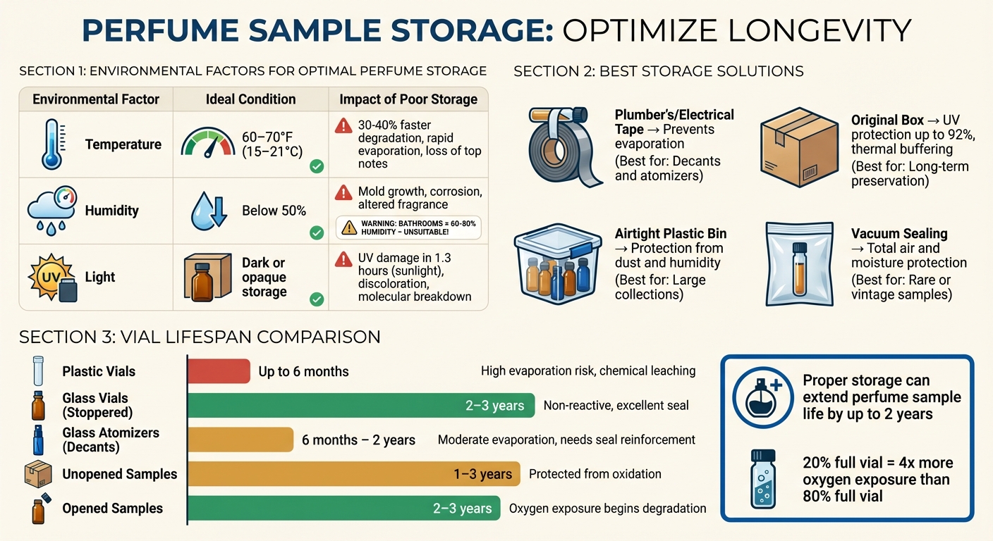 Perfume Sample Storage Guide: Ideal Conditions and Lifespan by Vial Type