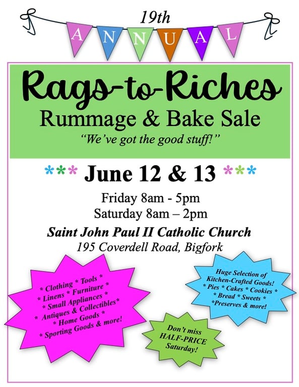19th Annual Rags to Riches Rummage and Bake Sale
