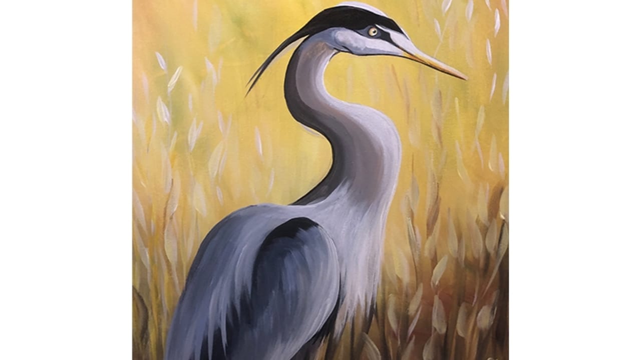 Blue Heron - Tipsy Brush Painting Party!