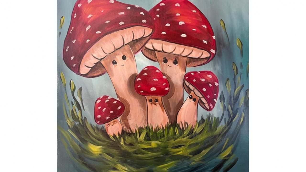 Happy Mushrooms - Tipsy Brush Painting Party!