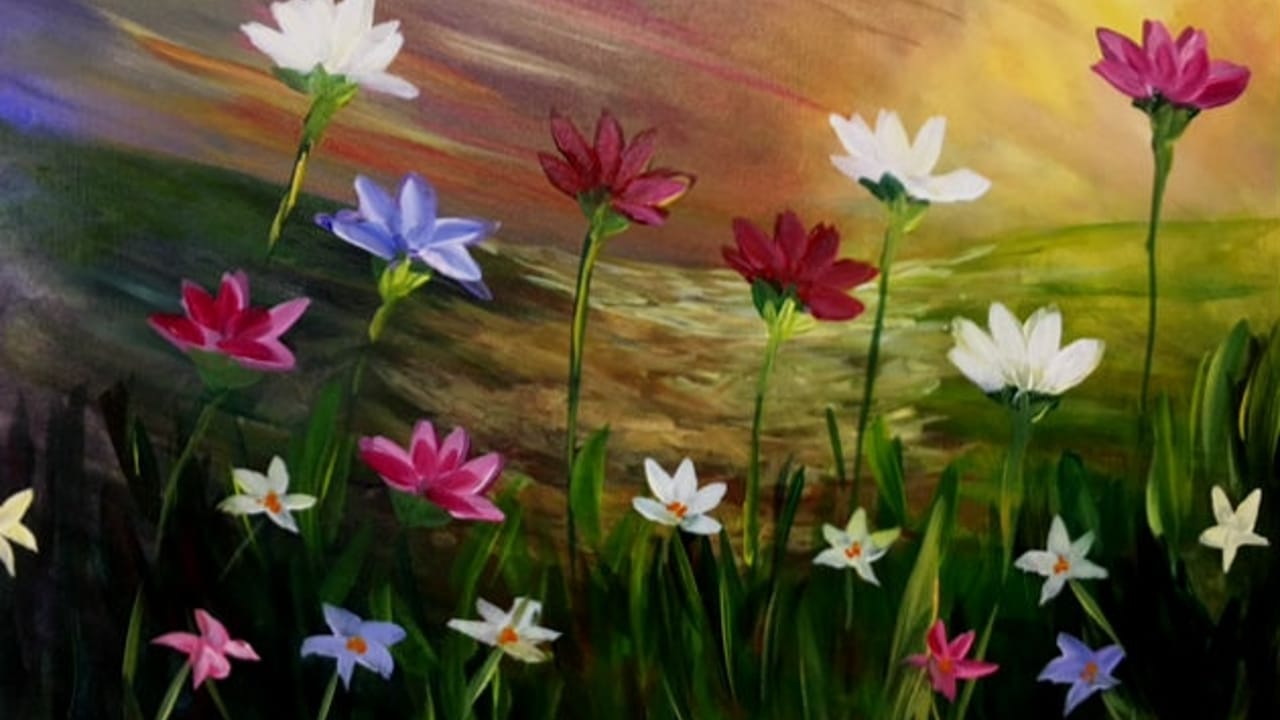 Flower Meadows - Tipsy Brush Painting Party!