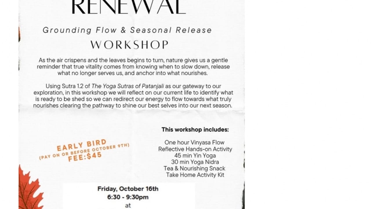 Autumn Renewal Yoga Workshop