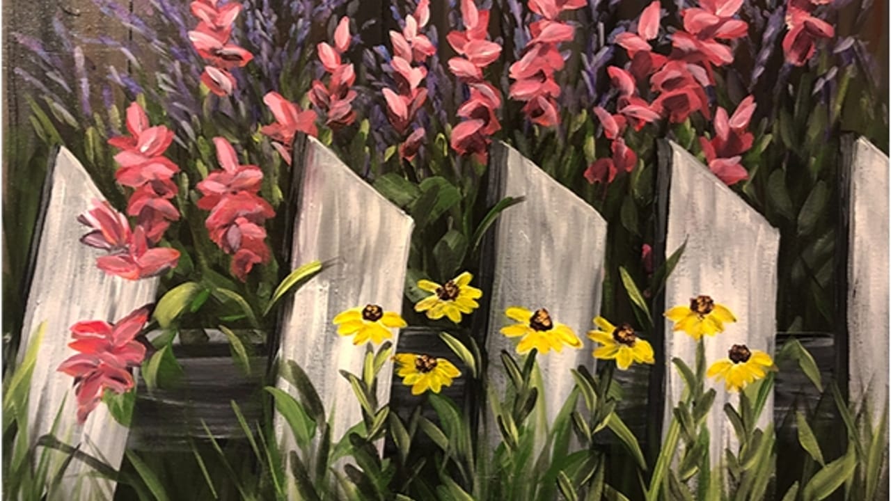 Pickets and Flowers - Tipsy Brush Painting Party!