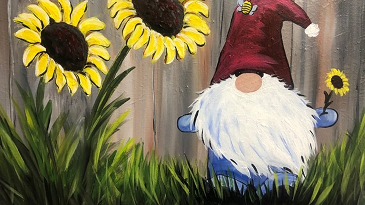Sunflower Gnome - Tipsy Brush Painting Party!