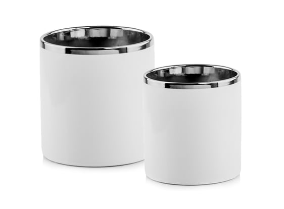 Slika 31.072. 13/16 Par posuda okruglog oblika - bijela/srebrna