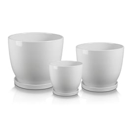 Slika 01.001. 26/31/38 Set od tri posude okruglog oblika sa podlogom - bijela
