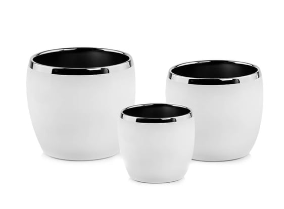 Slika 31.073. 11/15/17 Set od 3 posude okruglog oblika - bijela/srebrna