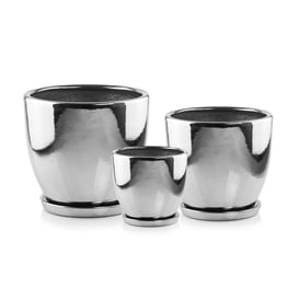 Slika 01.507. 26/31/38 Set od tri posude okruglog oblika sa podlogom - srebrna