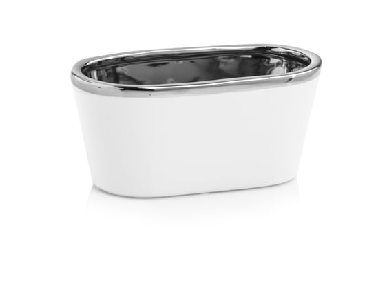 Slika 31.047 Posuda ovalnog oblika - bijela/srebrna 