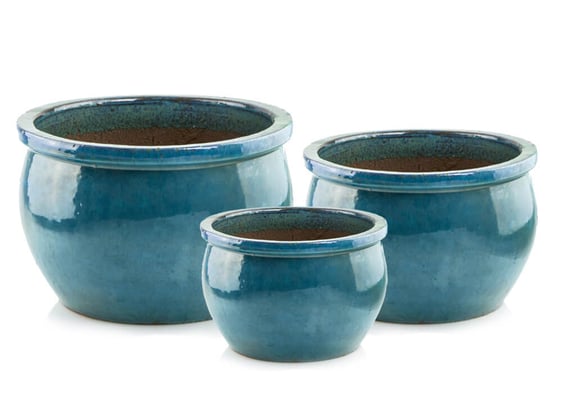 Slika 75.422. 26/36/46 Set od tri niske posude okruglog oblika - tirkizna
