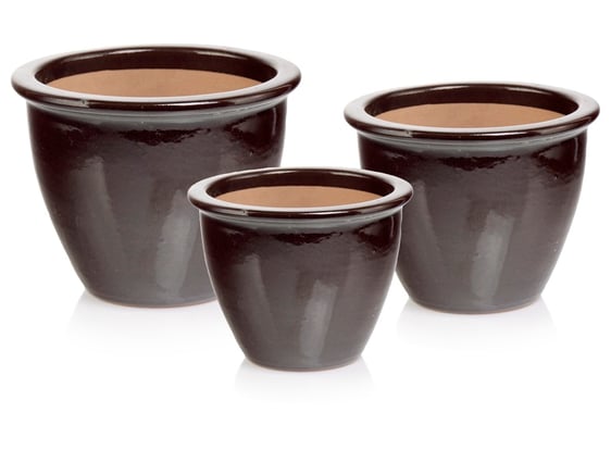 Slika 79.307. 27/31/38 Set od tri posude - smeđa