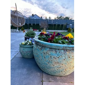 Slika 76.518.50 Niska posuda okruglog oblika - tirkizna/smeđa