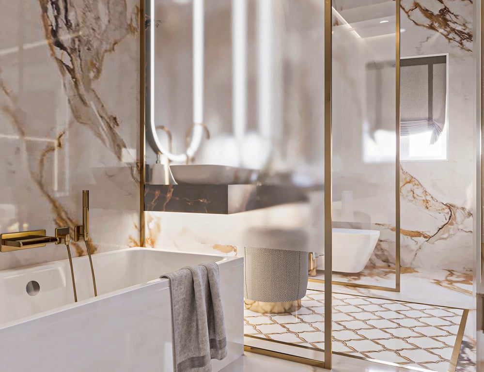 Bathroom with Gold Finishes
