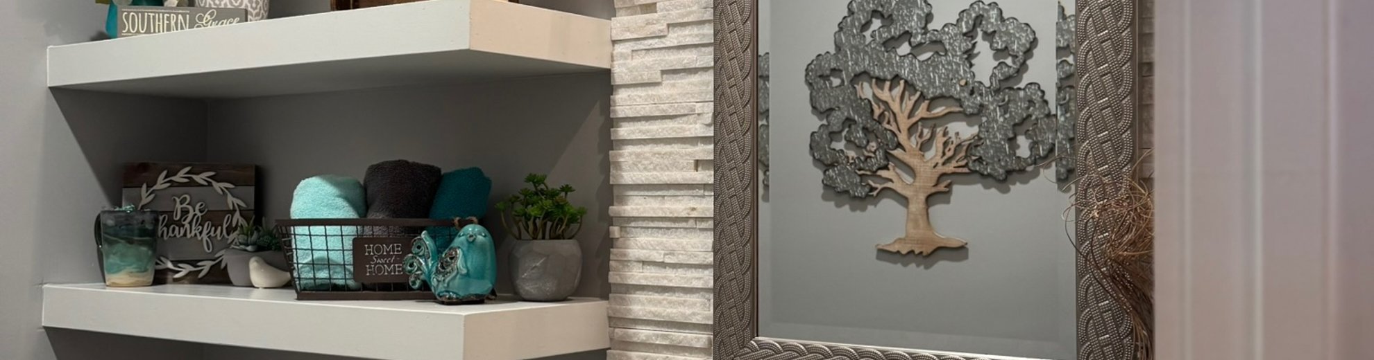 Wall mounted vanity small bathroom remodel Brandon Mississippi
