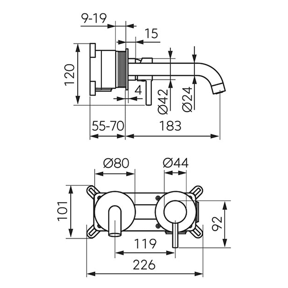 ჩასაშენებელი ხელსაბანის შემრევი CIRICULUS BCK3PAGM Gun Metal
