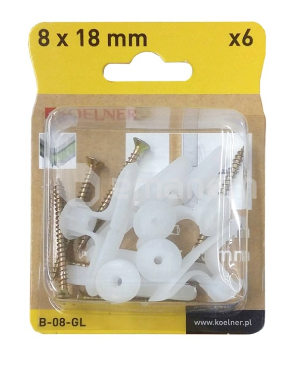დიუბელი განმბჯენი სჭვალით Koelner 6 pcs B-08-GL