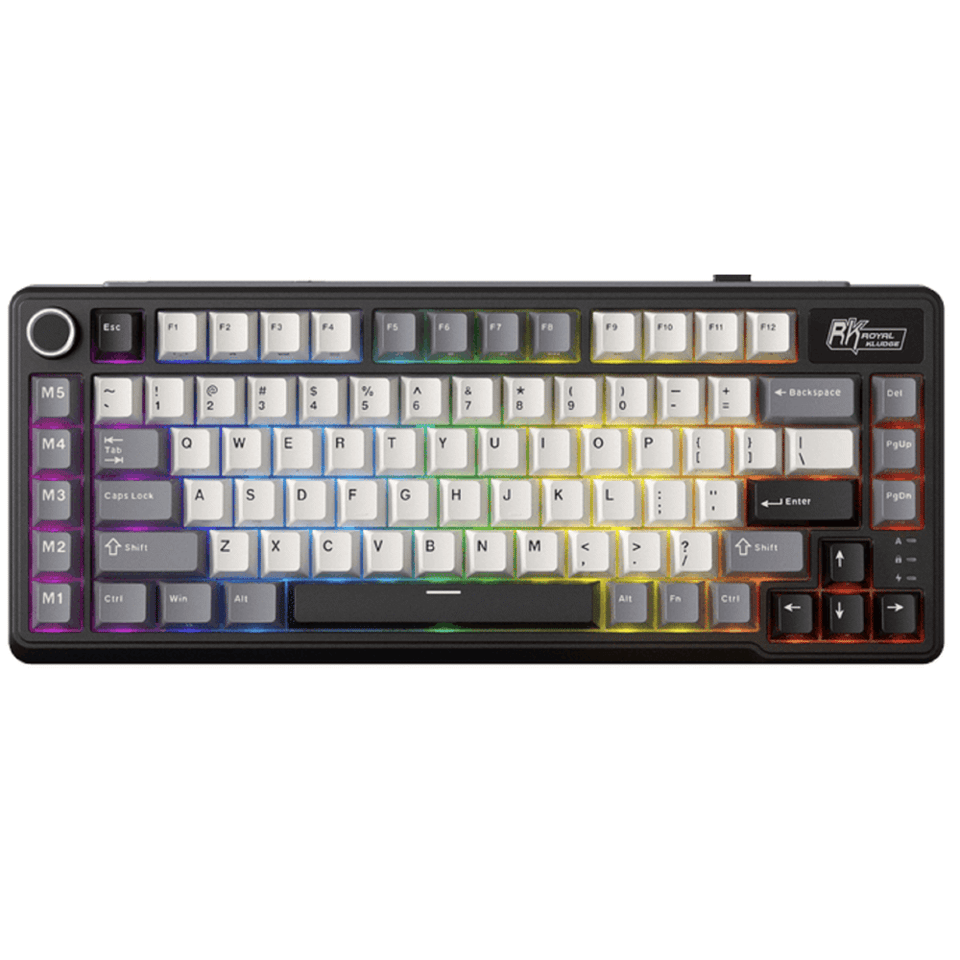 კლავიატურა Royal Kludge RKL75-KB-XW RGB Mechanical Keyboard, Beige Switch, Hot Swappable, Wireless, Type-C, Bluetooth, 2.4GHz, Knight Black