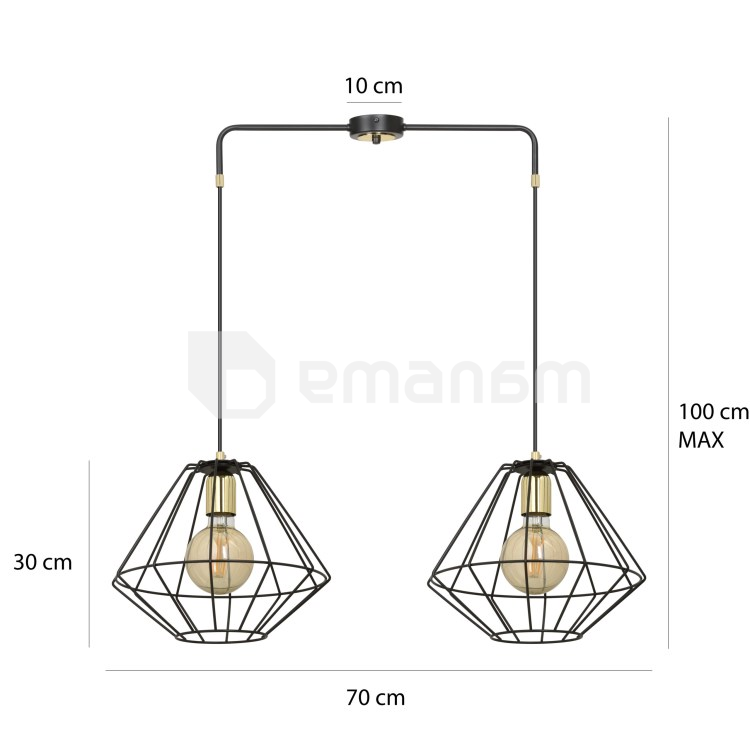 საკიდი EMIBIG Alteo 2 E27 2x MAX 60W შავი