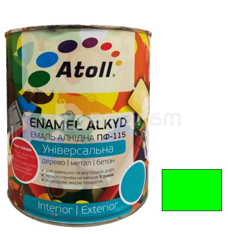 ემალი ალკიდი უნივერსალური ATOLL ПФ-115 ღია მწვანე 0.8 კგ