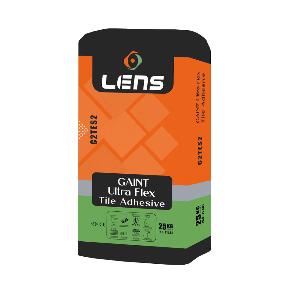 წებო-ცემენტი Lens Gaint Ultra Flex Gri 25 კგ-ყინვაგამძლე