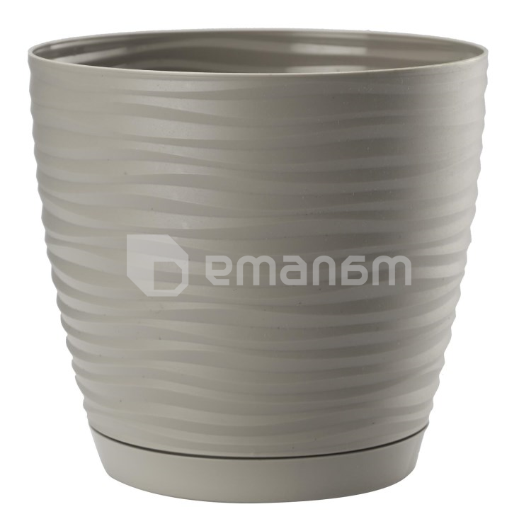 პლასტმასის ქოთანი დასადგამით FORM PLASTIC Sahara petit 3040-055 Ø19 ღია ნაცრისფერი