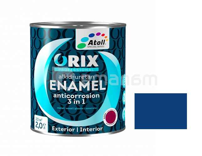 საღებავი ემალი სახურავის Atoll orix Anticorrosion 3 in 1 Ral 5005 ლურჯი პრიალა 2,2 კგ