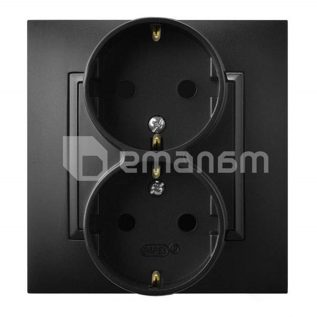 როზეტი OSPEL 2 82x88x22 დამიწებით შავი