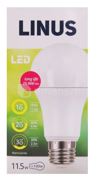 შუქდიოდური ნათურა Linus LED 3-Step Lamp 11.5W E27 3000K
