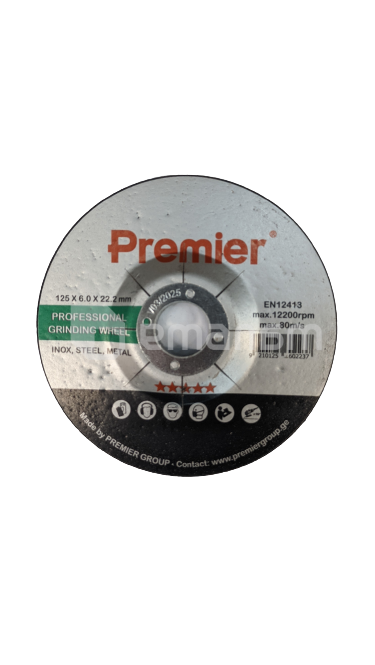ლითონის საპრიალებელი  დისკო Premier  125 x 6.0 x 22 მმ.