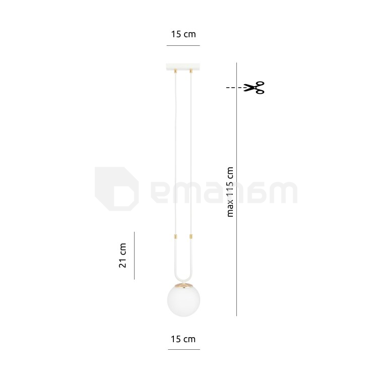საკიდი EMIBIG GLAM 1 E14 1x MAX 40W WHITE OPAL