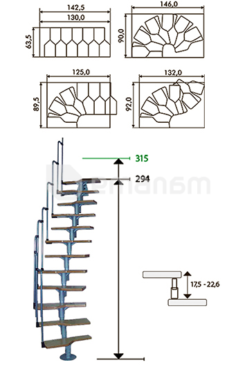 დამატებითი საფეხური Minka Twister არყის ხე