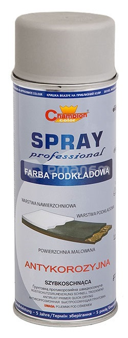 ანტიკოროზიული გრუნტი სპრეი Champion RAL 7040 400 მლ ნაცრისფერი