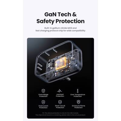 ადაპტერი UGREEN CD314 (90613) Nexode, 30W, 1 Socket, USB-A, Type-C, Gray