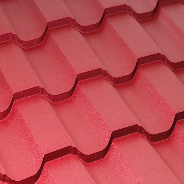 მეტალოკრამიტი ფერადი თუნუქის სახურავი მოდერნი 0.45X1200 ხაოიანი RAL 3005 NOVA