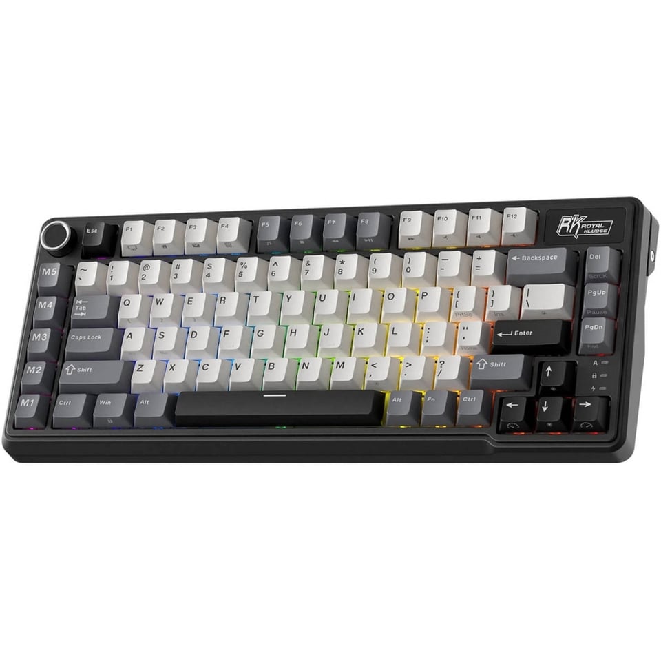 კლავიატურა Royal Kludge RK L75 RGB Mechanical Keyboard, Cream Switch, Hot Swappable, Wireless, Type-C, Bluetooth, 2.4GHz, Knight Black