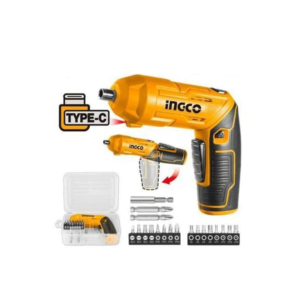 ელექტრო ხრახნდამჭერი კომპლექტში 4 V (CSDLI0442) INGCO