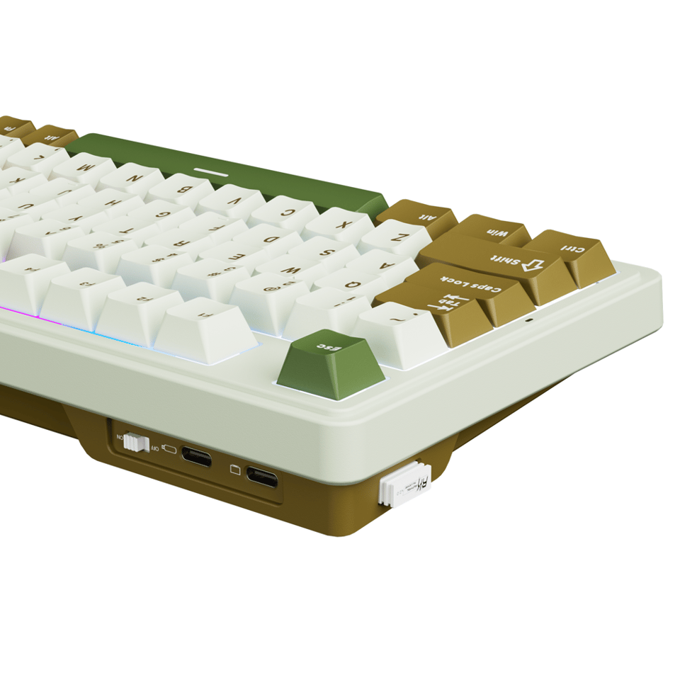 კლავიატურა Royal Kludge RK N99 RGB Mechanical Keyboard, Cream Switch, Hot Swappable, Wireless, USB, Bluetooth, 2.4GHz, Palm Green
