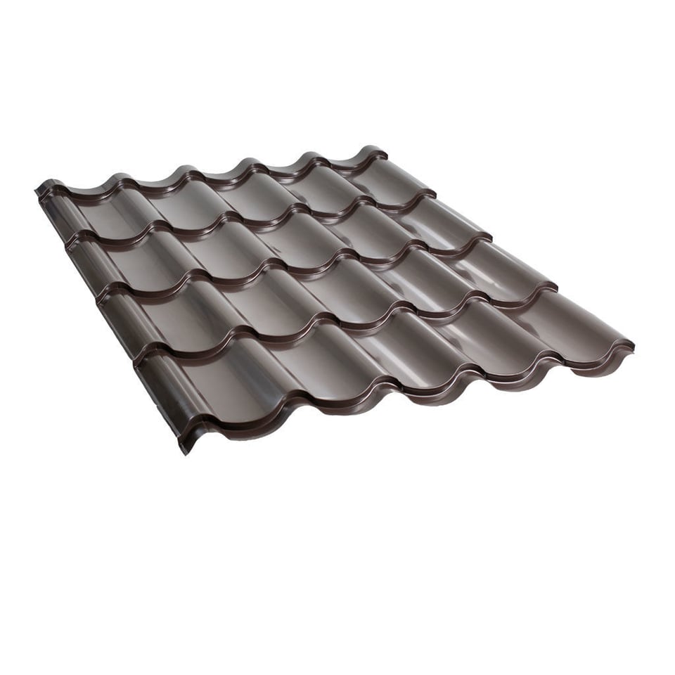 მეტალოკრამიტი ფერადი თუნუქის სახურავი 0.5X1180 პრიალა RAL8019 NOVA