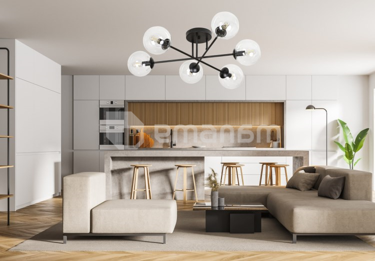 საკიდი EMIBIG Brendi 6B E14 6x MAX 40W შავი გამჭირვალე