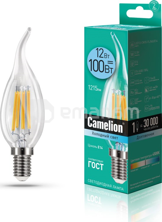 შუქდიოდური ნათურა Camelion LED12-CW35-FL/845/E14 12W