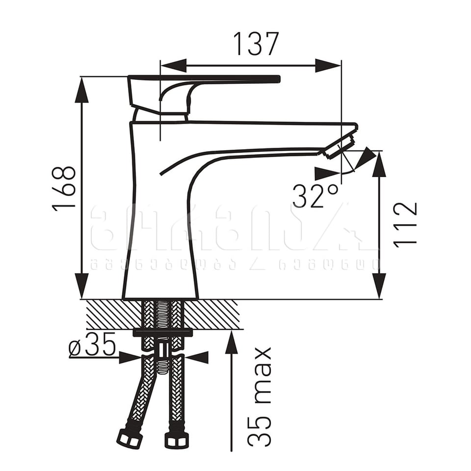 ხელსაბანის შემრევი ALGEO SQUARE BAQ2
