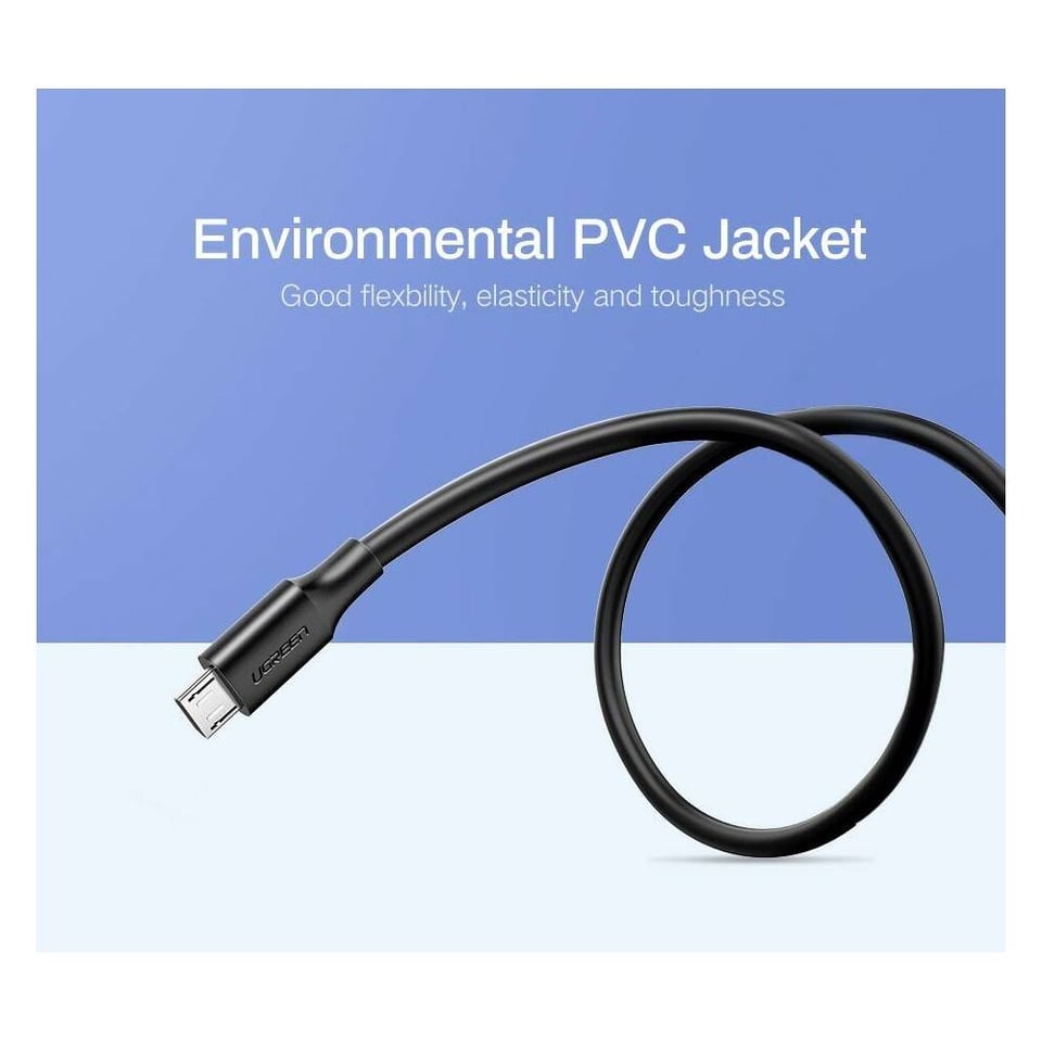 USB კაბელი UGREEN US289 (60138), USB to Micro USB, 2m, Black