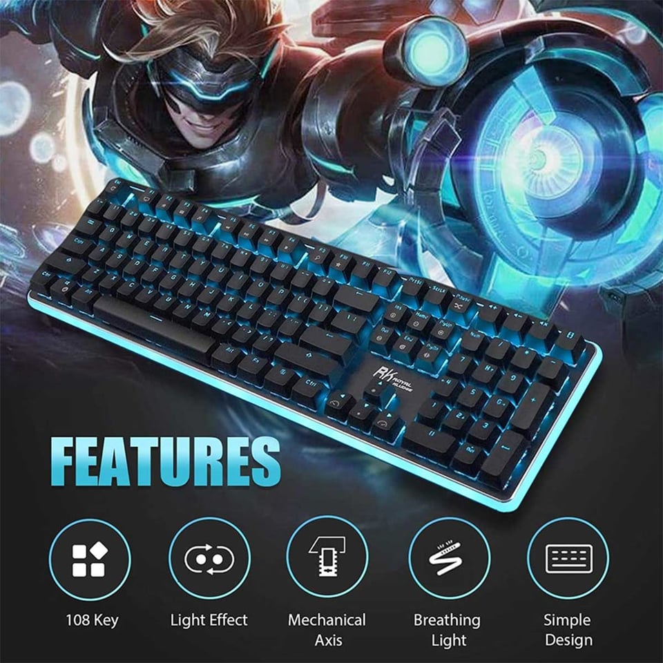 კლავიატურა Royal Kludge RK918 Mechanical Keyboard, Brown switch, Wired, USB, Black