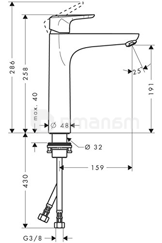 ხელსაბნის შემრევი Hansgrohe Ecos XL 14083000
