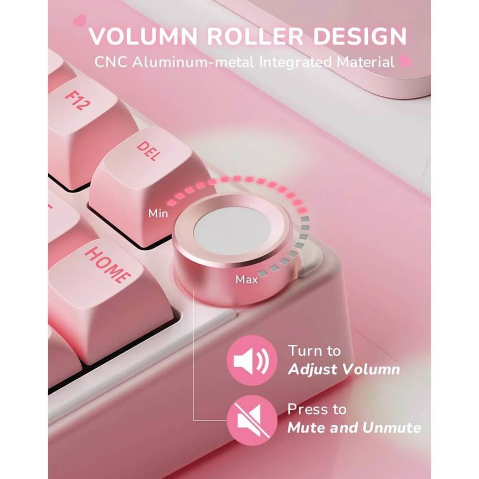 კლავიატურა Royal Kludge RKR75-PM-XW RGB Mechanical Keyboard, Beige Switch, Hot Swappable, Wired, USB, Pink Melody